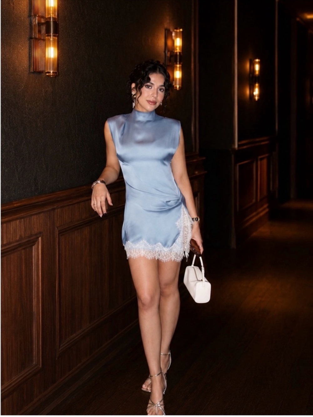 ZARA Elegant Satin Lace Dress NWT ❗️